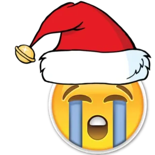 😭 3d341dee 表情符号, 哭泣, 圣诞节, 圣诞帽, 节日, 悲伤 telegram sticker