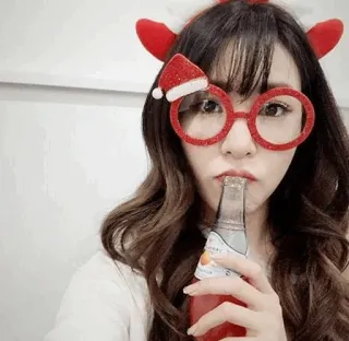 🎄 10dfbcb8 donna, natale, babbo natale, bevanda, vacanza, festa, festivo telegram sticker