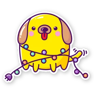 🐶 06b5fc8e imut, anjing, natal, lampu, kawaii, binatang, stiker telegram sticker