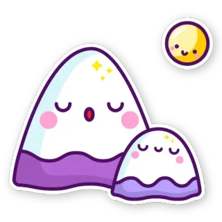 🗻 f7c65d13 kawaii, imut, gunung, manis, kartun, ungu, putih, ilustrasi telegram sticker