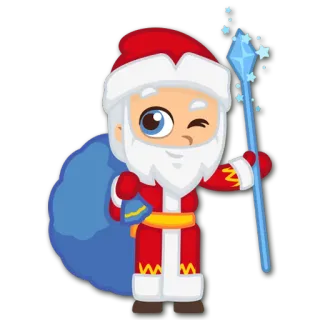 🎅 24d10b91 Santa Claus Père Noël, Noël, Hiver, Fêtes, Dessin animé, Clin d'oeil, Sac cadeau, Festif telegram sticker
