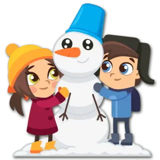 ⛄ 672d0739 bonhomme de neige, hiver, enfants, neige, construction, amusant telegram sticker