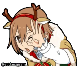 🎄 bfc8c1b9 @stickerzgram 애니메이션, 크리스마스, 순록, 소녀, 귀여운, 스티커, 만화 whatsapp sticker