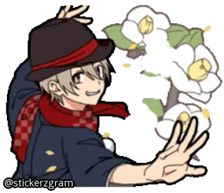 🕺 fb4c27aa @stickerzgram 애니메이션, 캐릭터, 스티커, 꽃, 만화, 소년 whatsapp sticker