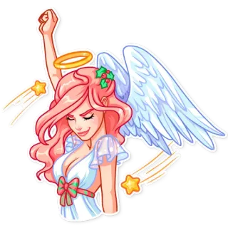 😌 258bb01e ángel, alas, halo, navidad, chica, celebración telegram sticker