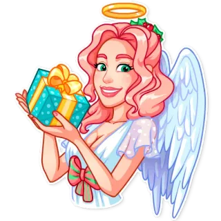🎁 2c3b2377 ángel, regalo, navidad, halo, alas, celebración telegram sticker