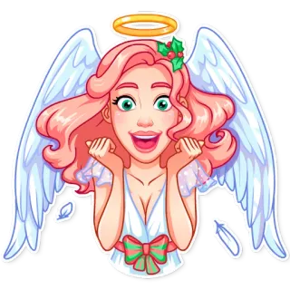 😂 40866945 ángel, alas, halo, navidad, lindo, dibujos animados telegram sticker
