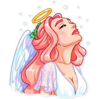 😢 4505ca88 ángel, llorando, halo, alas, triste, lloroso, ángel triste telegram sticker