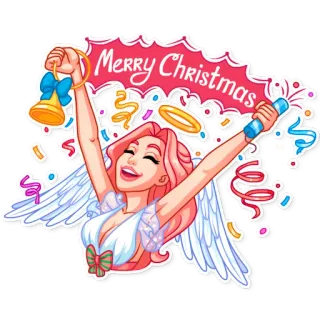 🎊 b30a0e24 Merry Christmas Navidad, ángel, celebración, fiestas, festivo, alegre, saludo telegram sticker