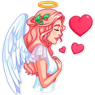 ❤️ b7b4e3c9 ángel, alas, halo, corazones, lindo, pegatina telegram sticker