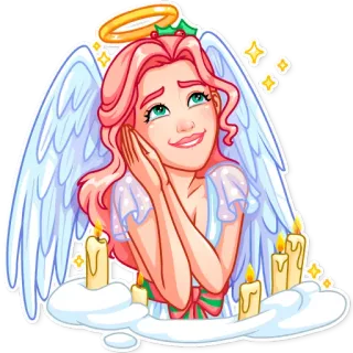 😊 f847bb59 ángel, halo, alas, mujer, vela, navidad, brillo telegram sticker