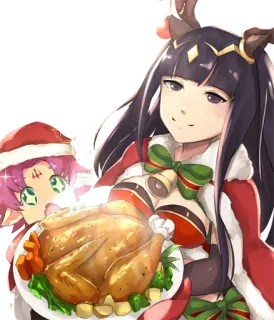 🍗 1458a6c7 アニメ, クリスマス, ディナー, 七面鳥, お祝い telegram sticker