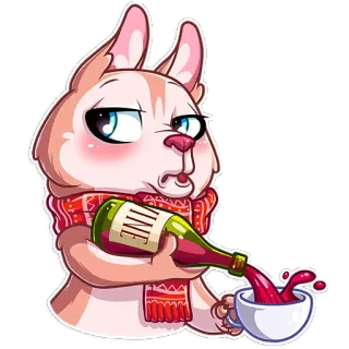 😒 09b2e19e Vine 동물, 토끼, 와인, 음료, 따르기, 스카프 telegram sticker