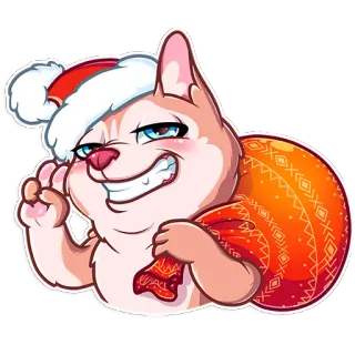 👋 fb05ad2a 개, 동물, 크리스마스, 산타 모자, 휴일, 축하 telegram sticker