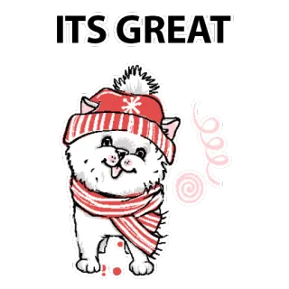 🐶 3dae6ef3 ITS GREAT Katze, Winter, Mütze, Schal, Schneeflocke, süß, positiv telegram sticker