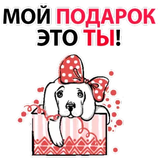 🐶 b671d0a7 МОЙ ПОДАРОК ЭТО ТЫ! Hund, Geschenk, Präsent, süß, Tier, Cartoon telegram sticker