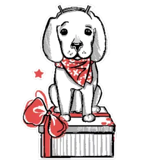 🐶 dfb25ac6 Hund, Welpe, Weihnachten, Geschenk, Haustier, süß, Tier telegram sticker