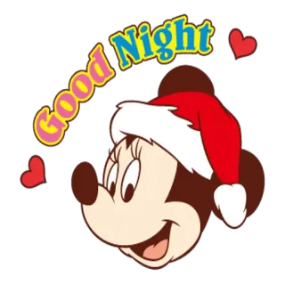 🎅 04d19617 Minnie Mouse Good Night Minnie Mouse, bonne nuit, dessin animé, mignon, coeur, Noël telegram sticker