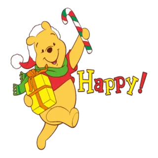 🎅 cb93a568 Winnie the Pooh Happy! Winnie l'ourson, joyeux, Noël, vacances, dessin animé telegram sticker
