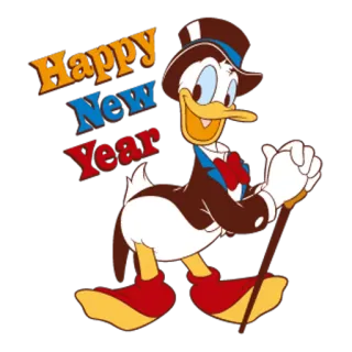 🎅 f2d43b25 Donald Duck Happy New Year Donald Duck, Disney, Bonne Année, Dessin animé, Fête telegram sticker