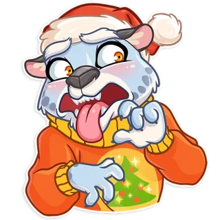 🤢 711527a6 圣诞节, 冬天, 雪豹, 卡通, 庆祝, 节日 telegram sticker