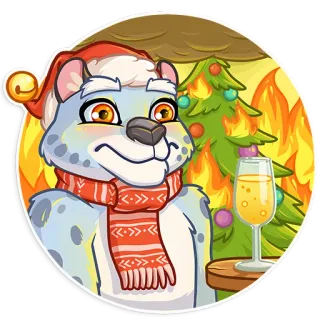 🙂 a685fe65 圣诞节, 冬天, 雪豹, 节日, 派对, 庆祝, 喜庆 telegram sticker