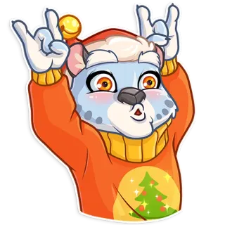 🤘 bf5c4672 动物, 雪豹, 圣诞节, 冬天, 毛衣, 可爱 telegram sticker