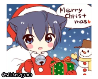 🎅 f359c512 Merry Christmas рождество, милый, аниме, зима, праздник, кот telegram sticker