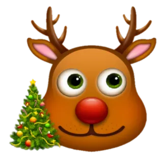 🎄 43068819 Rudolph คริสต์มาส, กวางเรนเดียร์, รูดอล์ฟ, วันหยุด, ต้นไม้, เทศกาล, อิโมจิ telegram sticker