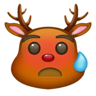😰 4d8bf3ba กวางเรนเดียร์, อีโมจิ, คริสต์มาส, เหงื่อ, กังวล, วิตกกังวล telegram sticker