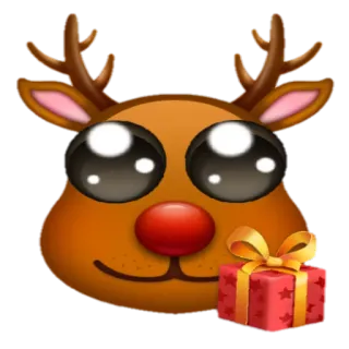 🎁 c20a6900 Rudolph กวางเรนเดียร์, คริสต์มาส, วันหยุด, ของขวัญ, รูดอล์ฟ, การ์ตูน, สัตว์ telegram sticker