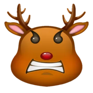 😡 e631a413 Rudolph กวางเรนเดียร์, คริสต์มาส, โกรธ, อิโมจิ, ตลก, เขากวาง telegram sticker