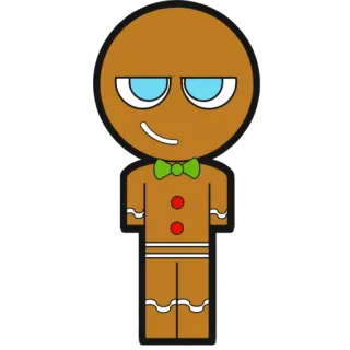 😊 0517d39b hombre de jengibre, dibujos animados, galleta, personaje, pajarita telegram sticker