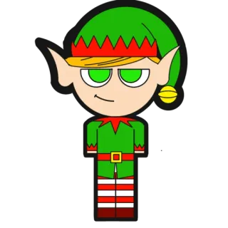 😊 7fa73a9a elfo, navidad, fiesta, dibujos animados, verde, rojo telegram sticker