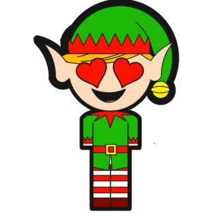 😍 8e1340a8 elfo, navidad, dibujos animados, amor, ojos de corazón, festivo, fiesta telegram sticker