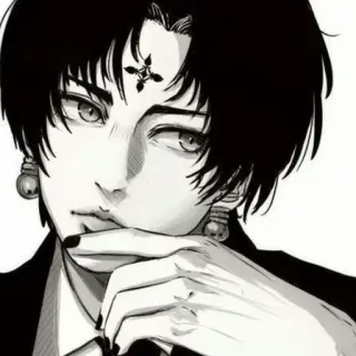 🥵 7d98f7e8 Chrollo Lucilfer Hunter x Hunter อนิเมะ, Hunter x Hunter, คุโรโร่ ลูซิเฟอร์, กองโจรเงามายา, ตัวร้าย, มังงะ, ขาวดำ telegram sticker