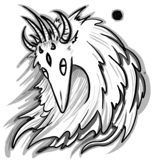 🐐 7cbd3158 monstruo, criatura, mítico, fantasía, ilustración, arte digital, boceto telegram sticker