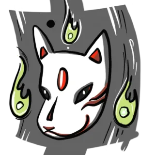 😊 87370d58 máscara de zorro, kitsune, espíritu, magia, japonés, fuego, máscara telegram sticker