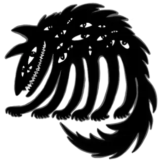 🐺 c780796d monstruo, criatura, ojos, dientes, negro, ilustración, mítico telegram sticker