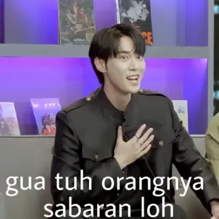 ☺️ 9c8bb27c gua tuh orangnya sabaran loh person, man, expression, talking, gesture telegram sticker