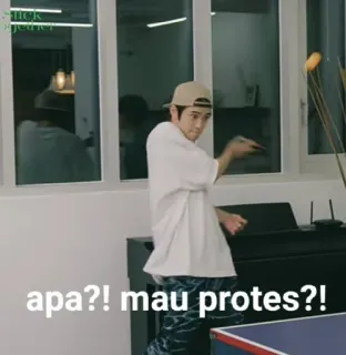 🙂 ae6f7a46 apa?! mau protes?! meme, funny, protest, reaction, indonesia telegram sticker