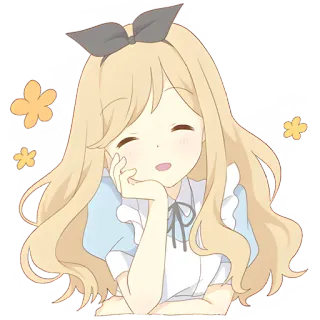 ☺️ 393c7deb animé, fille, mignon, blonde, fleurs telegram sticker