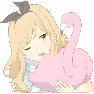 😎 3aa29c29 Anime, Fille, Flamant rose, Mignon, Dessin animé telegram sticker