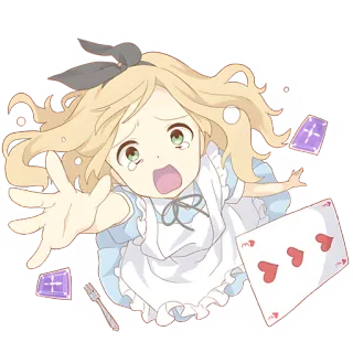 😰 3e33517a Alice Alice in Wonderland animé, fille, chute, alice, pays des merveilles, cartes telegram sticker