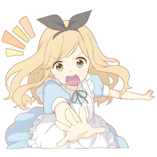 😨 798549c5 Alice Alice in Wonderland alice, pays des merveilles, anime, en colère, dessin animé telegram sticker
