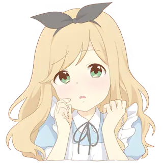 😳 a4589f49 Alice Alice in Wonderland Anime, Fille, Mignon, Blonde, Ruban, Pays des merveilles telegram sticker