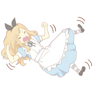 😵 d742b05b Alice Alice in Wonderland alice, pays des merveilles, anime, fille, mignon, chute telegram sticker