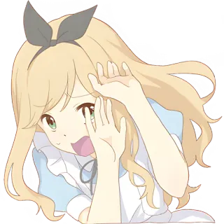 🫣 e2e36386 Anime, Fille, Mignon, Blonde, Ruban, Dessin animé telegram sticker