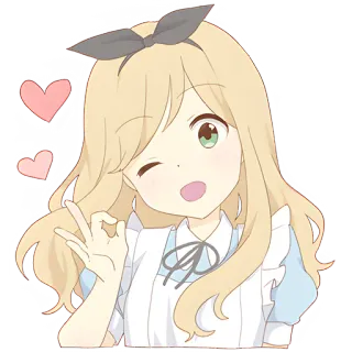 👌 e5f90e47 Anime, Fille, Mignon, Coeurs, Ok, Clin d'oeil telegram sticker