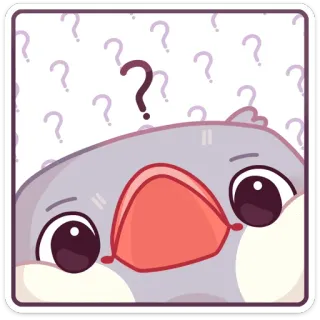 ❓ a65ac9df 鸟, 问题, 困惑, 灰色, 可爱, 贴纸, 卡通 telegram sticker